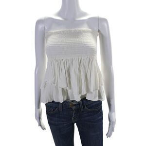 T Bags Los Angeles Womens Ruched Strapless Pullover Blouse Top White Size XS